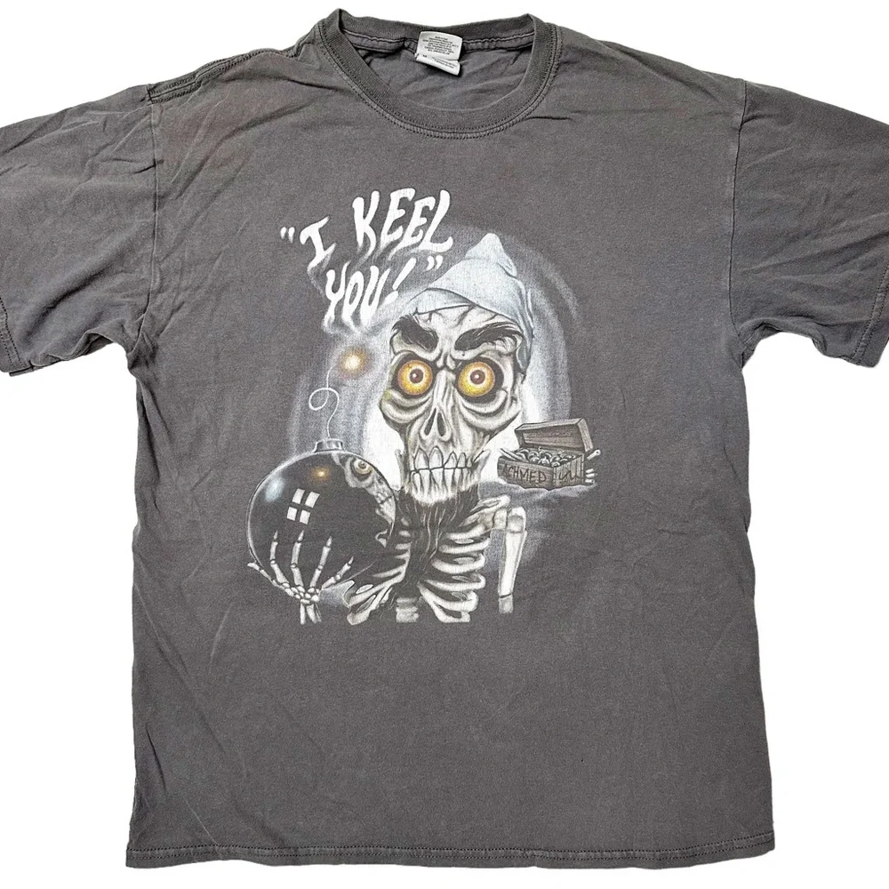 Jeff Dunham I Keel You Skeleton Graphic {Gildan} T-Shirt Grey Unisex M